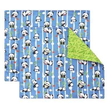 Imagem de PurpleEssences Jogo americano de pano reutilizável | reutilizável, ecológico | 38 x 33 cm, 2 camadas, espesso, absorvente, lavável na máquina | Conjunto de 2 jogos americanos - Panda