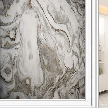 Imagem de Película de janela 3D de mármore, textura de estilo mármore, para porta de vidro, banheiro, sala de estar, L90 x C 190 cm