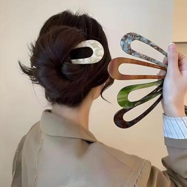Imagem de Grampo de Cabelo em Formato U Vintage Estilo Coreano Chinês Acessórios De Cabelo Para Coque Feminino (Bege)