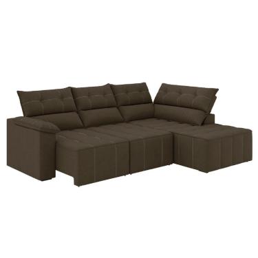 Imagem de Sofá De Canto Retrátil E Reclinável 4 Lugares Santorini Veludo Luizzi Marrom