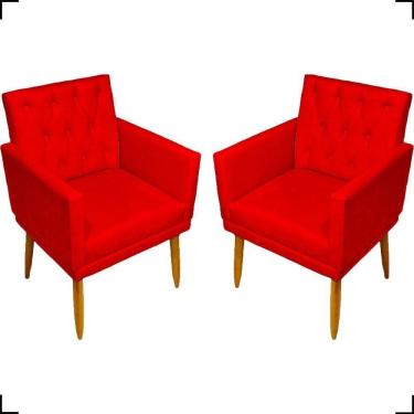 Imagem de Kit 2 Poltronas Decorativa Para Sala Recepção Nina Capitonê Suede Cores Pé Palito