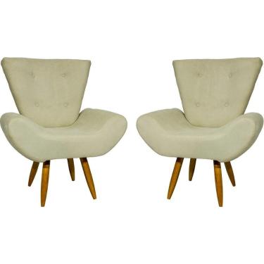 Imagem de Kit 2 Poltronas Decorativa Para Sala Recepção Manicure Consultório Escritório Emilia Suede