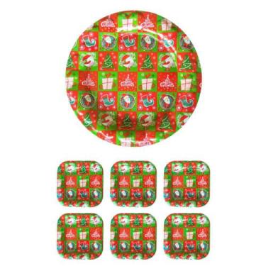 Imagem de Jogo Para Servir Bolo Panetone Sobremesa Natal 7 Peças Melamina (Mater