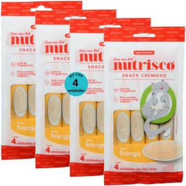 Imagem de Snack cremoso nutrisco gatos adultos 14g frango com 4 un - kit com 4