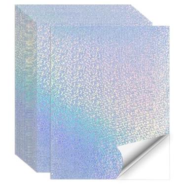 Imagem de Papel adesivo imprimível, papel adesivo holográfico imprimível, impressão a laser/jato de tinta - holográfico, tamanho carta (21,6 cm x 28 cm - 20 folhas)