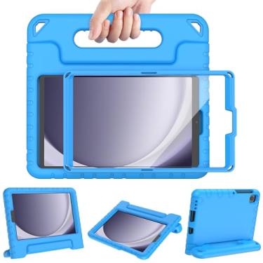 Imagem de AVAWO Capa infantil para Samsung Galaxy Tab A9 2023 2023 com protetor de tela integrado e suporte de alça - Capa de EVA leve à prova de choque para SM-X110/X115/X117 2023 e A7 Lite SM-T220/T225/T227,