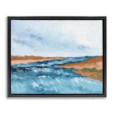 Imagem de Stupell Industries Coastal Dreams Abstração Preto Emoldurado Tela Flutuante Design de Arte de Parede por Nikita Jariwala, 17 x 21