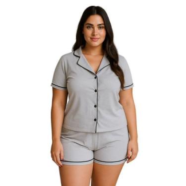 Imagem de Pijama Americano Blogueirinha Com Botões Plus Size 50 ao 56 - c11 BREN