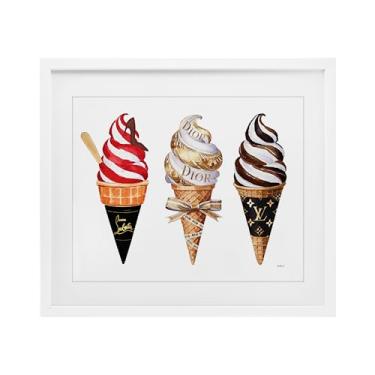 Imagem de Stupell Industries Impressão emoldurada branca de sorvete glamouroso espiral sob vidro por Amanda Greenwood, 43 x 53 cm