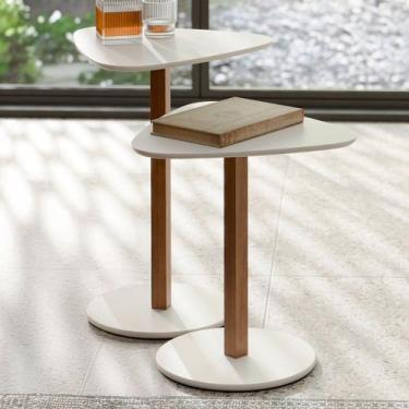 Imagem de Mesa de Canto Paris Kit 2 Peças Off White/Nature - Tebarrot, Bege