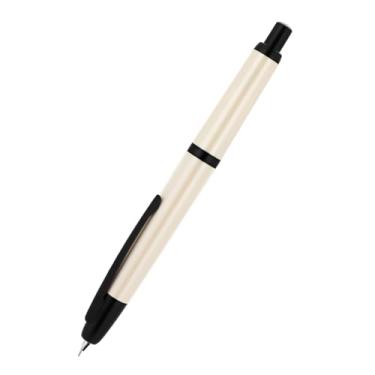 Imagem de Caneta-tinteiro retrátil Jinhao 20 Press com ponta extrafina com conversor de resina para presente, marfim com clipe preto