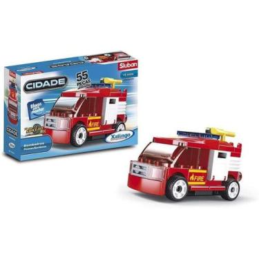 Imagem de Blocos De Montar Cidade Bombeiro De Fricção 55 Peças Xalingo