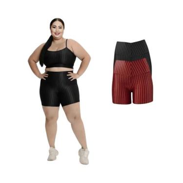 Imagem de Kit 2 Short Legging 3D Academia Fitness Feminino Plus Size - RCV Store