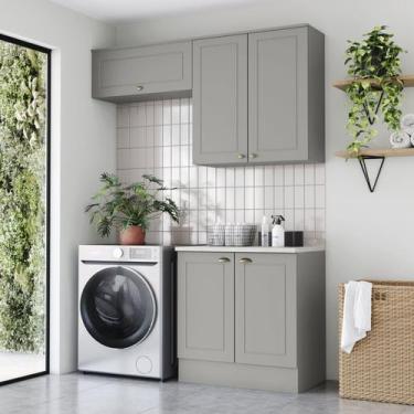 Imagem de Lavanderia Modulada 3 Peças com Tampo Emily Espresso Móveis