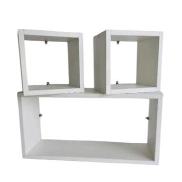 Imagem de Kit 2 Nicho Quadrado e Retangular MDF Acabamento Fosco Tx Otima Durabi