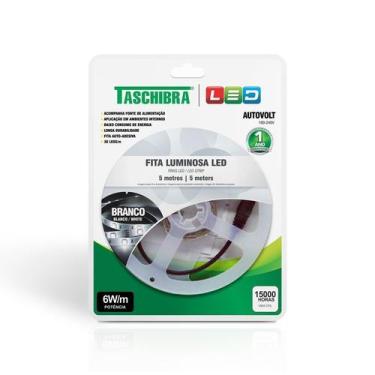Imagem de Fita de Led Taschibra com 5 metros 6W Bivolt, 6500K - Luz Branca