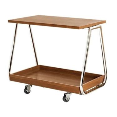 Imagem de Mesa lateral minimalista para sofá móvel, mesa lateral moderna, minimalista, suporte de armazenamento com rodas, canto da sala de estar