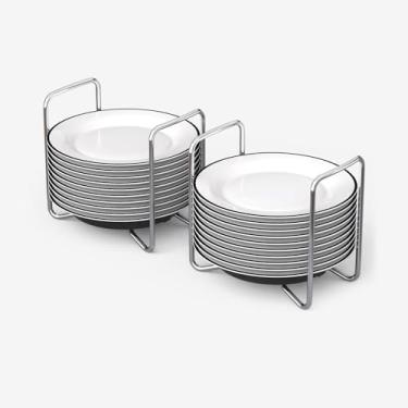 Imagem de APRTAT Escorredor de pratos de bambu ajustável - Escorredor de pratos 304 de aço inoxidável para cozinha | Essenciais de balcão para organização eficiente de pratos e secagem (preto, 2 x pequenos)