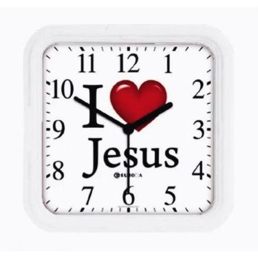 Imagem de Relógio De Parede Eurora Branco 6592 I Love Jesus Garantia