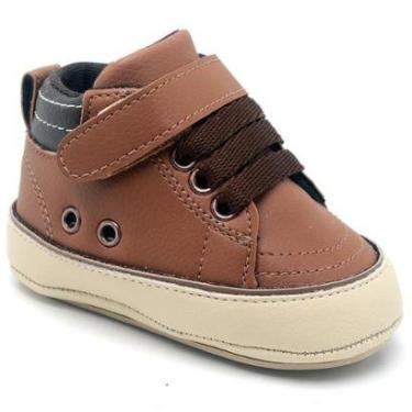 Imagem de Sapato Tênis Bebe Baby Conforto Primeiros Cano Alto Marrom-Masculino