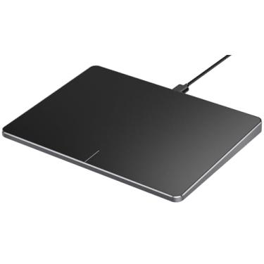 Imagem de ProtoArc Trackpad USB com fio para Windows 10/11, mouse trackpad grande de alta precisão com vários gestos, mouse touchpad de alumínio ultrafino portátil para computador/desktop/laptop, cinza e preto