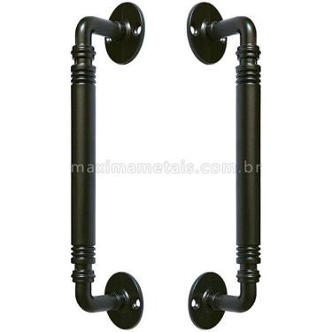 Imagem de Puxador Duplo Germany Preto Fosco 195Mm Porta Pivotante