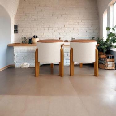 Imagem de kit 2 Puff Banqueta sala Penteadeira redondo pés em madeira maciça e l