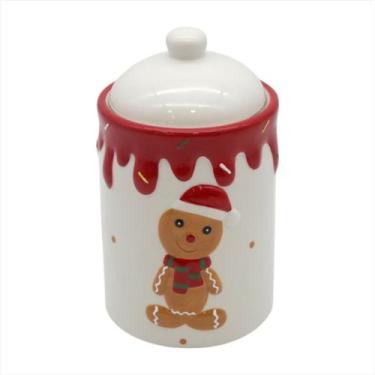 Imagem de Pote Com Tampa Boneco Ginger Bread Gengibre Louça Natalina 18CM - Tok
