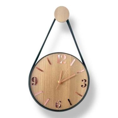 Imagem de Relógio Parede Adnet Freijó, Cardiais Rosé M1, disp.3 tamanhos, Couro 