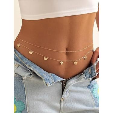 Imagem de Corrente de cintura multicamadas de borboleta, banhada a prata, para verão, praia, retrô, boêmia, sexy, com contas, corrente de biquíni, joia étnica vintage, presente de festa para mulheres amigas