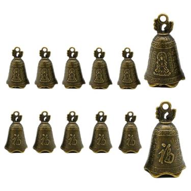 Imagem de 10 peças de sino pequeno de bronze Feng Shui vintage budismo sininho sininho antigo chinês orar artesanato para bricolage casa jardim porta pendurar sinos de vento carro pet colar pingente