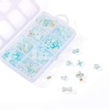 Imagem de Amuleto de contas de acrílico sortido 272 peças fofo borboleta amendoim cruz estrela flor coração pingente para fazer joias, turquesa pálida