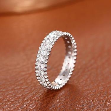 Imagem de 1 peça de anéis geométricos brilhantes de zircônia incrustada para mulheres, acessórios temperamentais e versáteis, joias finas, decoração de namoro para festa de formatura, Cobre, Sem pedra preciosa