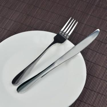 Imagem de Conjunto de talheres reutilizáveis, inclui 1 garfo e 1 faca, para casa, cozinha e restaurante, pode ser lavado na lava-louças