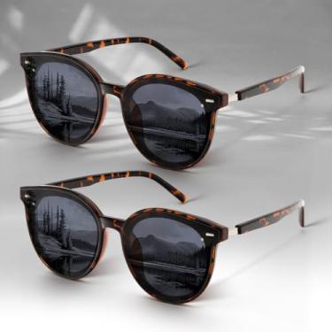 Imagem de Óculos de sol femininos, óculos de sol modernos para mulheres, dirigir, pacote com 2, Carapaça de tartaruga + carapaça de tartaruga