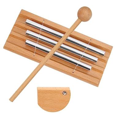 Imagem de XUXHOU Sinos de de 3 Polos, Instrumento Educacional de Percussão de Xilofone para Crianças, Sino de Martelo de Tambor de Tom Claro para Talento Musical, Cor de Madeira