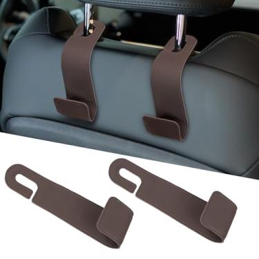 Imagem de Hovom 2 peças de ganchos de encosto de cabeça para assento de carro, gancho de bolsa de couro para carros, gancho de suporte para bolsa de compras, bolsa de mão, guarda-chuva, organizador de