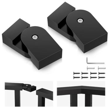 Imagem de Gyykzz Pacote com 2 conectores de pivô de nível preto 113 mm x 23 mm x 53 mm para corrimão de alumínio, trilho de mão ajustável de nível 180°, bloco de conector POM de alta resistência para corrimão