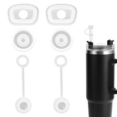 Imagem de Conjunto de 6 peças de rolha à prova de derramamento para Stanley 1.0 1,134 g/850 g, tampas de pontas de canudo de silicone, acessório de copo incluindo 2 tampas redondas de derramamento, 2 plugues