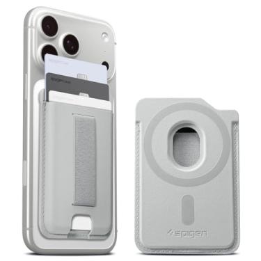 Imagem de Spigen Sleekband (MagFit) Suporte magnético para cartão projetado para MagSafe e Pixelsnap com suporte elástico para 3 cartões compatíveis com iPhone 16/15/14/13/12 Pixel 10 Series - cinza urbano