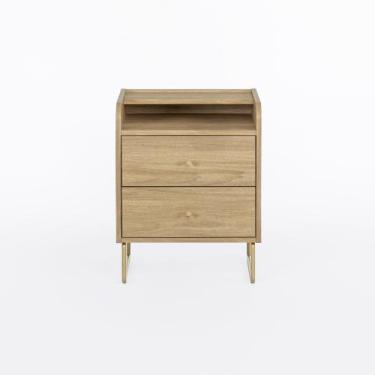 Imagem de Mesa de Cabeceira Lys 2 Gavetas 1 Prateleira 43 cm x 38 cm - Casavee, 