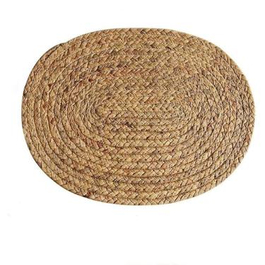 Imagem de HSYHKDSY Jogo americano redondo elíptico de jacinto de água natural de 10-36 cm para mesa de jantar, jogo americano grande feito à mão resistente ao calor (elíptico 30 x 40b)