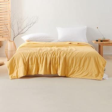Imagem de Edredão feminino amarelo de verão macio Queen King com enchimento têxteis domésticos, edredom para todas as estações