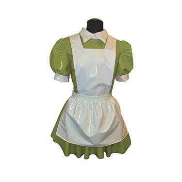Imagem de Vestido masculino masculino manga Wetlook látex vestido rodado verde grama, 6GG