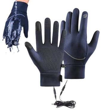 Imagem de Luvas aquecidas – Luvas masculinas para trabalho com tela sensível ao toque | Aquecedores de luvas com tela sensível ao toque à prova de vento para acampamento, condução, caminhada, cozinha, caça