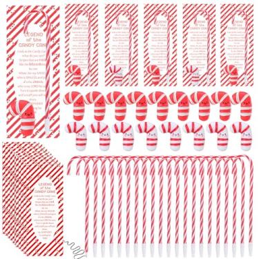 Imagem de Gersoniel 36 conjuntos de canetas de bengala doce de Natal com bolas de estresse e cartões de história da lenda da bengala doce, presentes religiosos de Jesus para igreja sagrada presépio escola