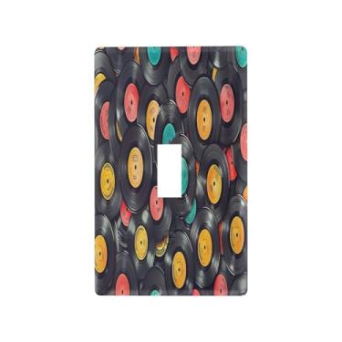 Imagem de Blueangle Capa para placa de parede para interruptor de luz - Capa decorativa para interruptor de luz de discos de vinil Placa de parede, tamanho 1 gangue 4,53 x 2,76 polegadas (387)