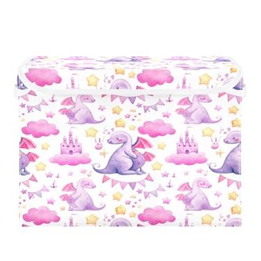 Imagem de SEHANY Cestas de armazenamento engraçadas de dinossauro com tampas, organizador de caixa de armazenamento dobrável, caixas de armazenamento de armário de tecido para roupas cobertor de escritório