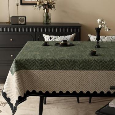 Imagem de Toalhas de mesa de jacquard francesas de algodão floral, toalha de mesa estilo listrada, toalha de mesa, impermeável, à prova de óleo, resistente a manchas, fácil de limpar, para jantares, festas tipo