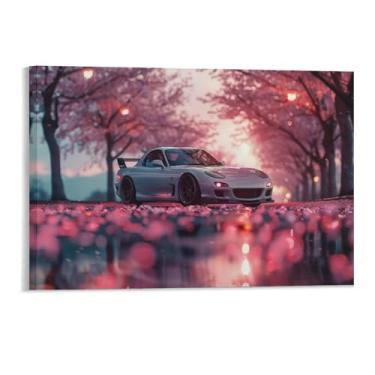 Imagem de HouLaiZhe Anime Rx7 Jdm Carro Flor de Cerejeira Posters Tela Estética Sala Decoração de Parede Impressões Galeria Sala Decoração de Parede para Quarto Sala de Estar Escritório 11 x 17 polegadas (28 x
